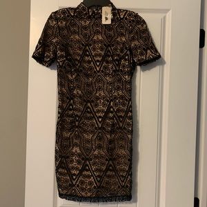NEW Beautiful black/nude lace bodycon dress